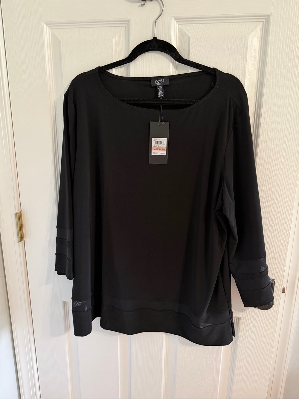 Jones New York Black Scoop-Neck Women’s Long Sleeve Tunic Top 2X NWT